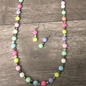 Handmade Colorful Beaded Necklace and Earring Set